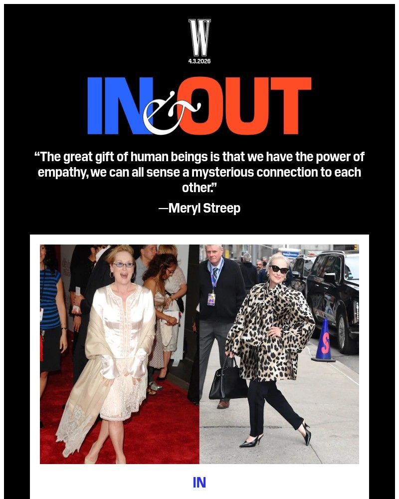 Screenshot of email sent to a W Newsletter subscriber