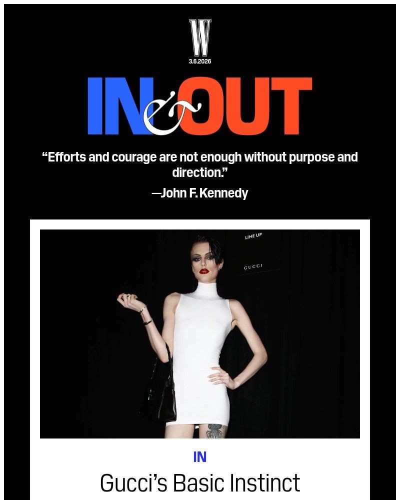 Screenshot of email sent to a W Newsletter subscriber