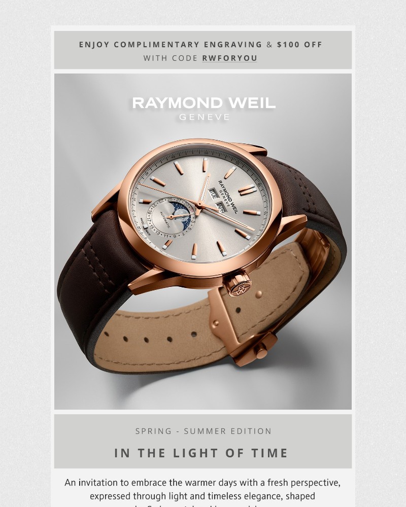Screenshot of email sent to a Raymond Weil Registered user