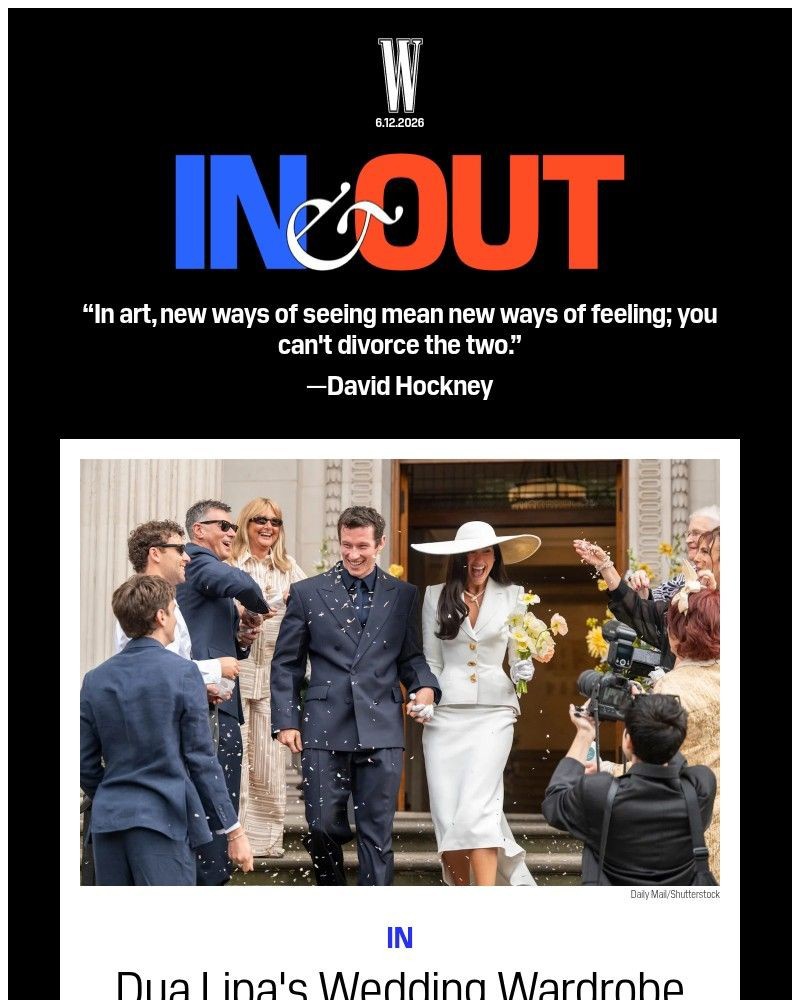 Screenshot of email sent to a W Newsletter subscriber