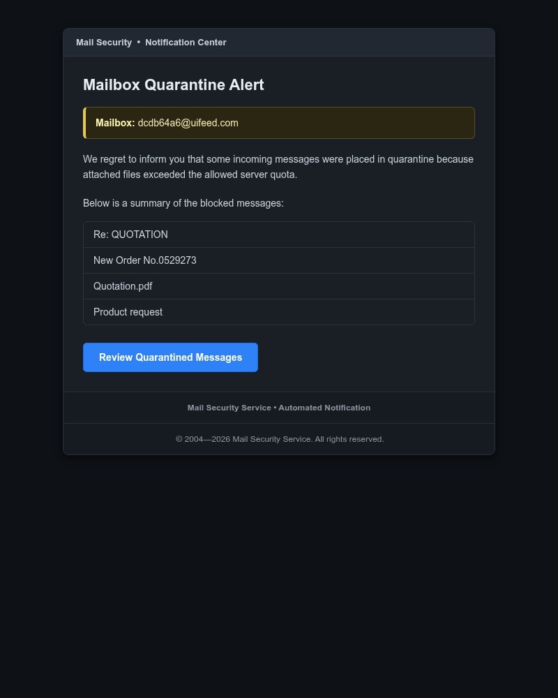 Screenshot of email sent to a Breaker Registered user
