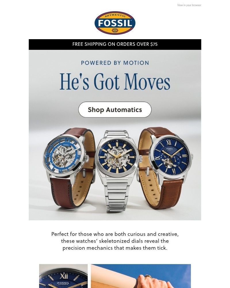 Screenshot of email sent to a Fossil Newsletter subscriber