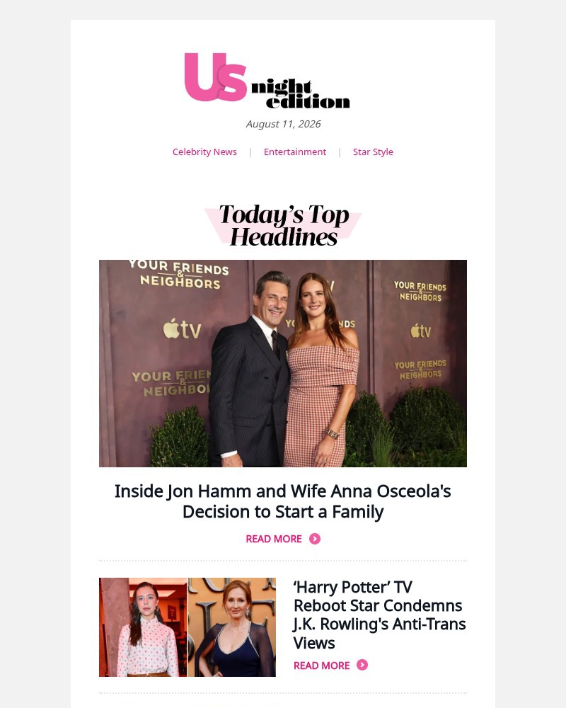 Screenshot of email sent to a Us Weekly Newsletter subscriber