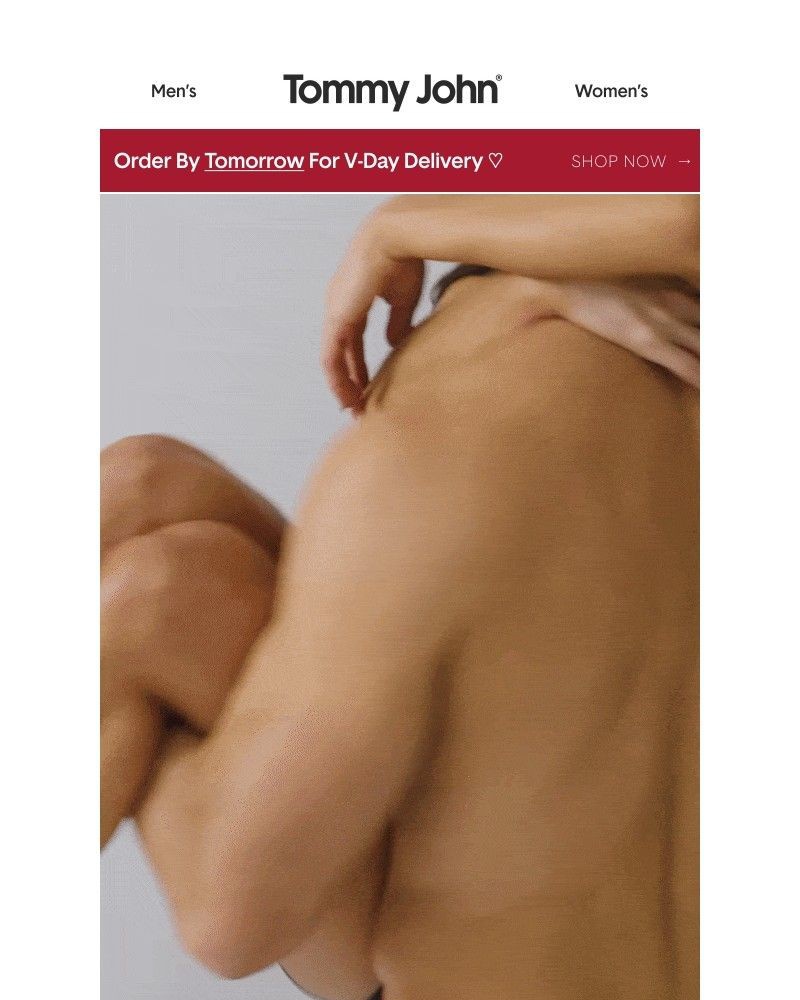 Screenshot of email sent to a Tommy John Newsletter subscriber