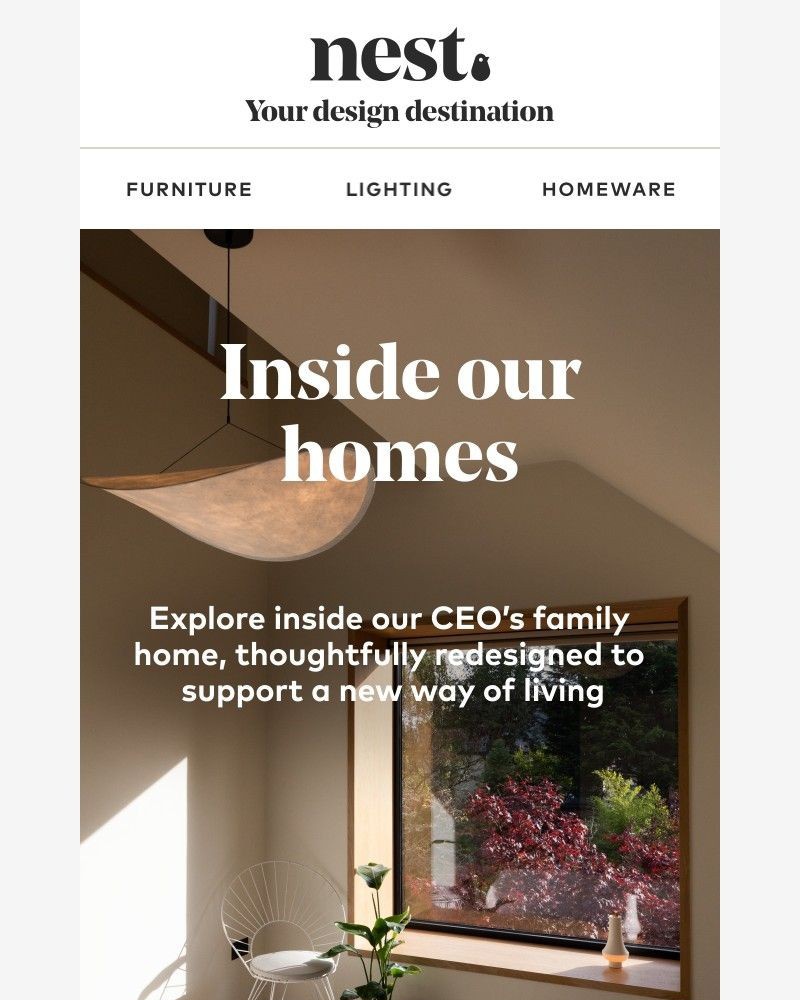 Screenshot of email sent to a Nest Furniture Cart abandoner