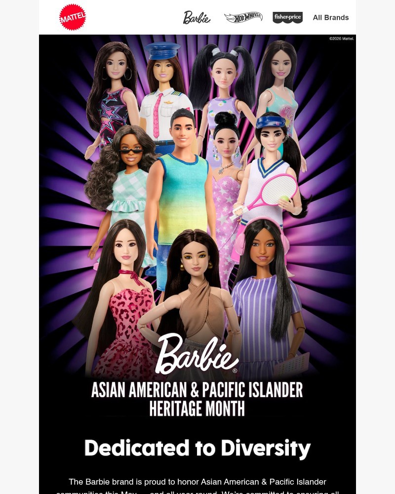 Screenshot of email sent to a Mattel Newsletter subscriber
