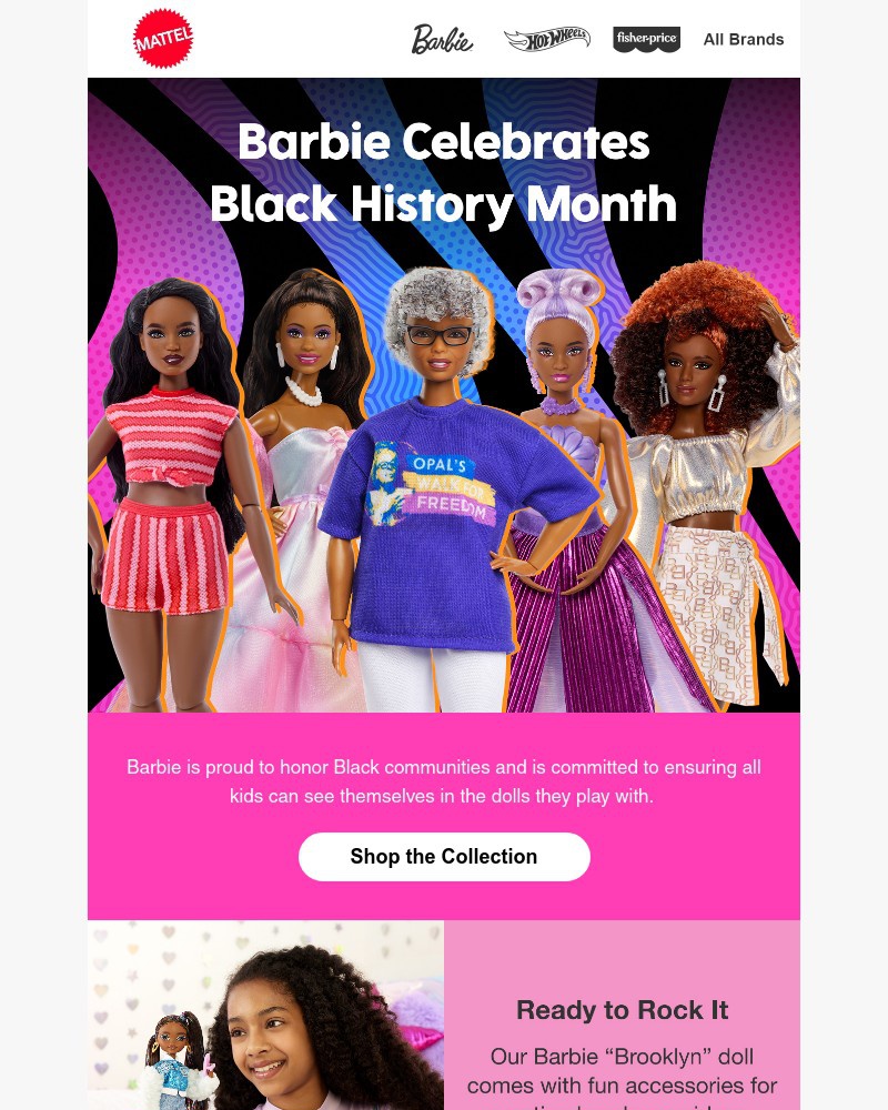 Screenshot of email sent to a Mattel Newsletter subscriber