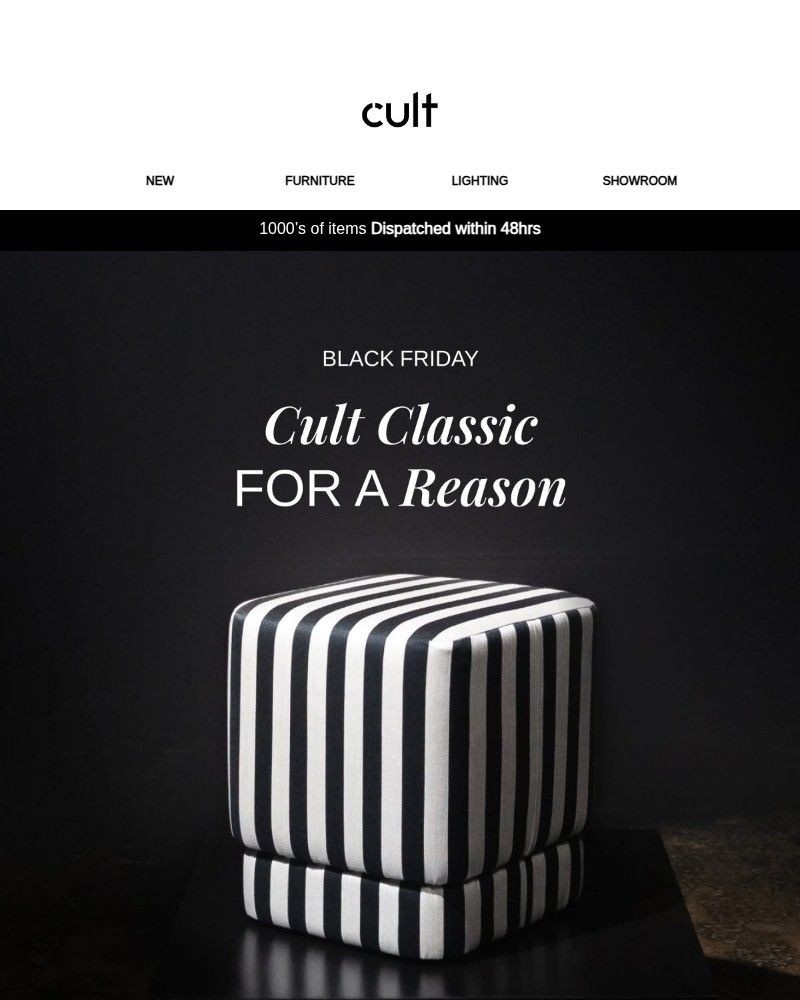 Screenshot of email sent to a Cult Furniture Cart abandoner