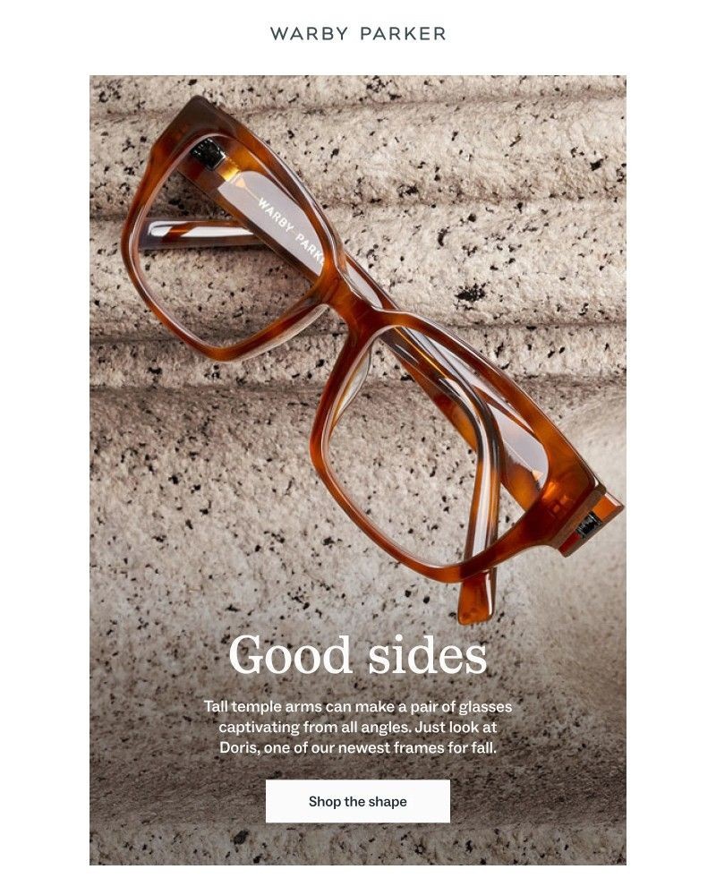 Screenshot of email sent to a Warby Parker Newsletter subscriber