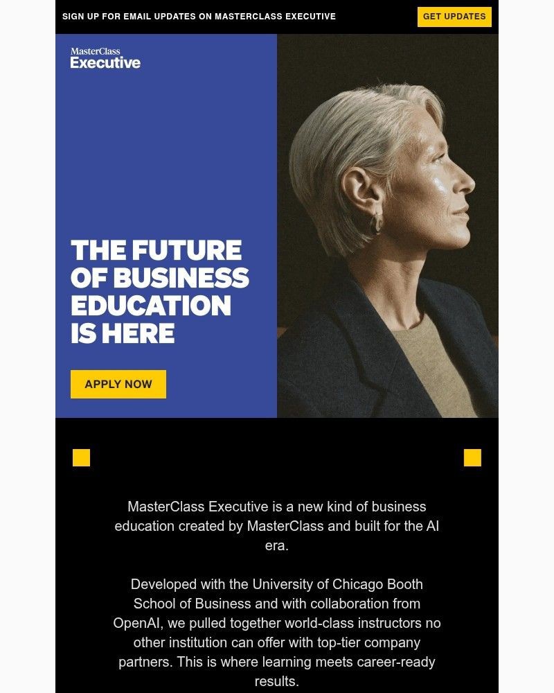 Screenshot of email sent to a MasterClass Registered user