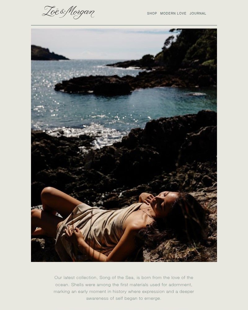 Screenshot of email sent to a Zoe & Morgan Newsletter subscriber