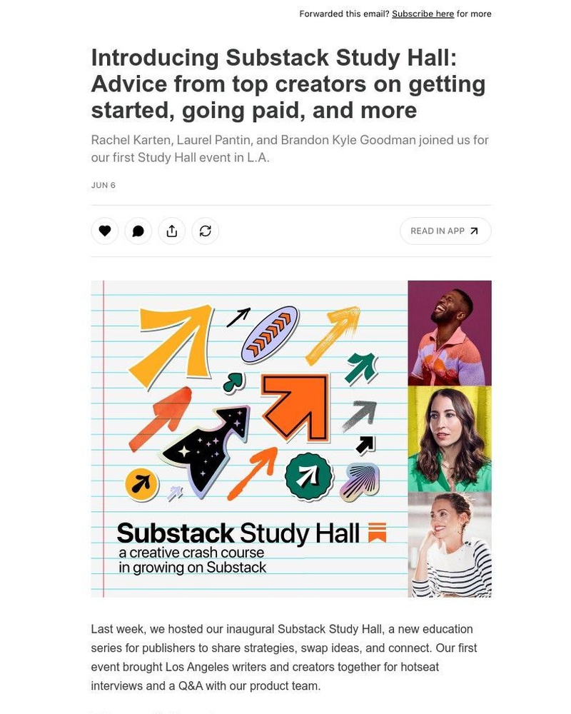 Screenshot of email with subject /media/emails/introducing-substack-study-hall-advice-from-top-creators-on-getting-started-going_Ws7ZKkP.jpg