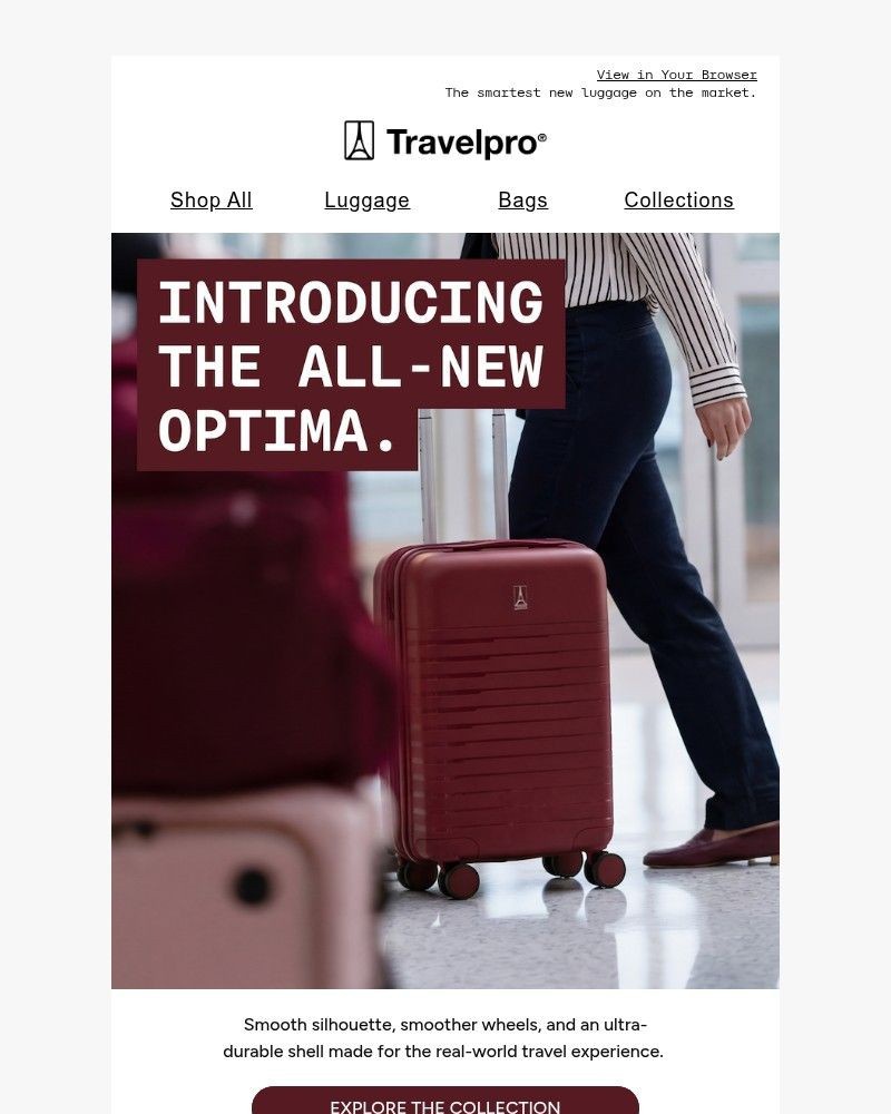 Screenshot of email sent to a Travelpro Newsletter subscriber