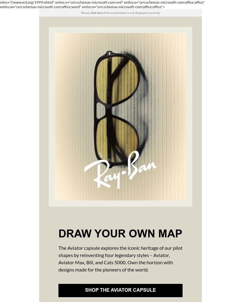 Screenshot of email sent to a Ray-Ban Newsletter subscriber
