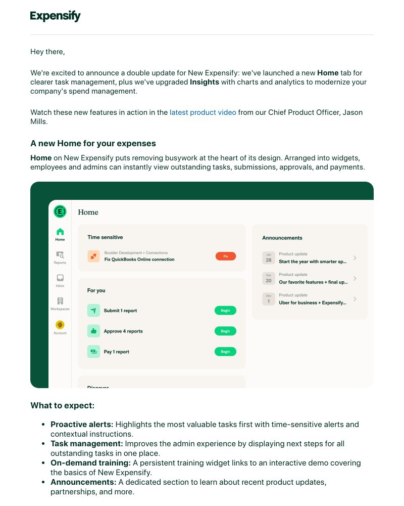 Screenshot of email sent to a Expensify Registered user