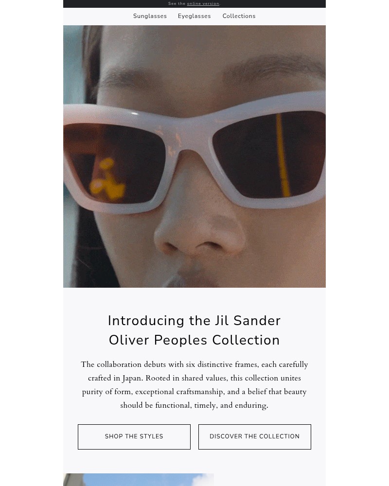 Screenshot of email with subject /media/emails/introducing-the-jil-sander-oliver-peoples-collection-0371d0-cropped-0ed247f3.jpg