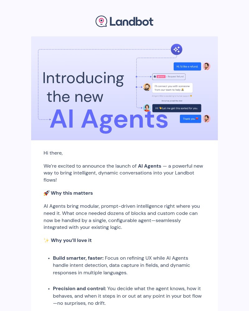 Screenshot of email with subject /media/emails/introducing-the-new-ai-agents-bring-intelligence-into-any-bot-flow-796674-cropped_PknD4WR.jpg