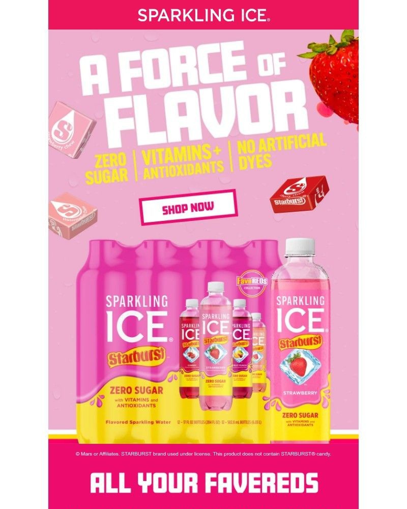 Screenshot of email sent to a Sparkling Ice Registered user