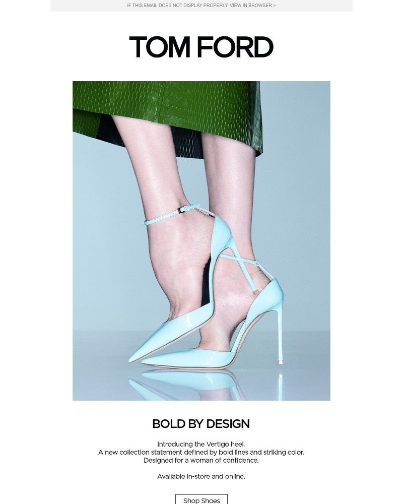 Screenshot of email sent to a Tom Ford Newsletter subscriber