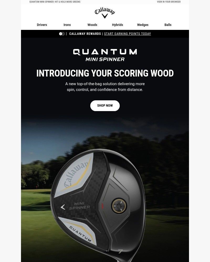 Screenshot of email sent to a Callaway Golf Newsletter subscriber