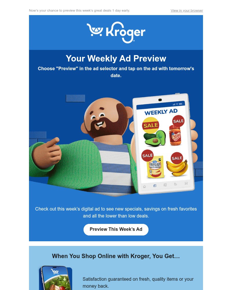 Screenshot of email sent to a Kroger Registered user