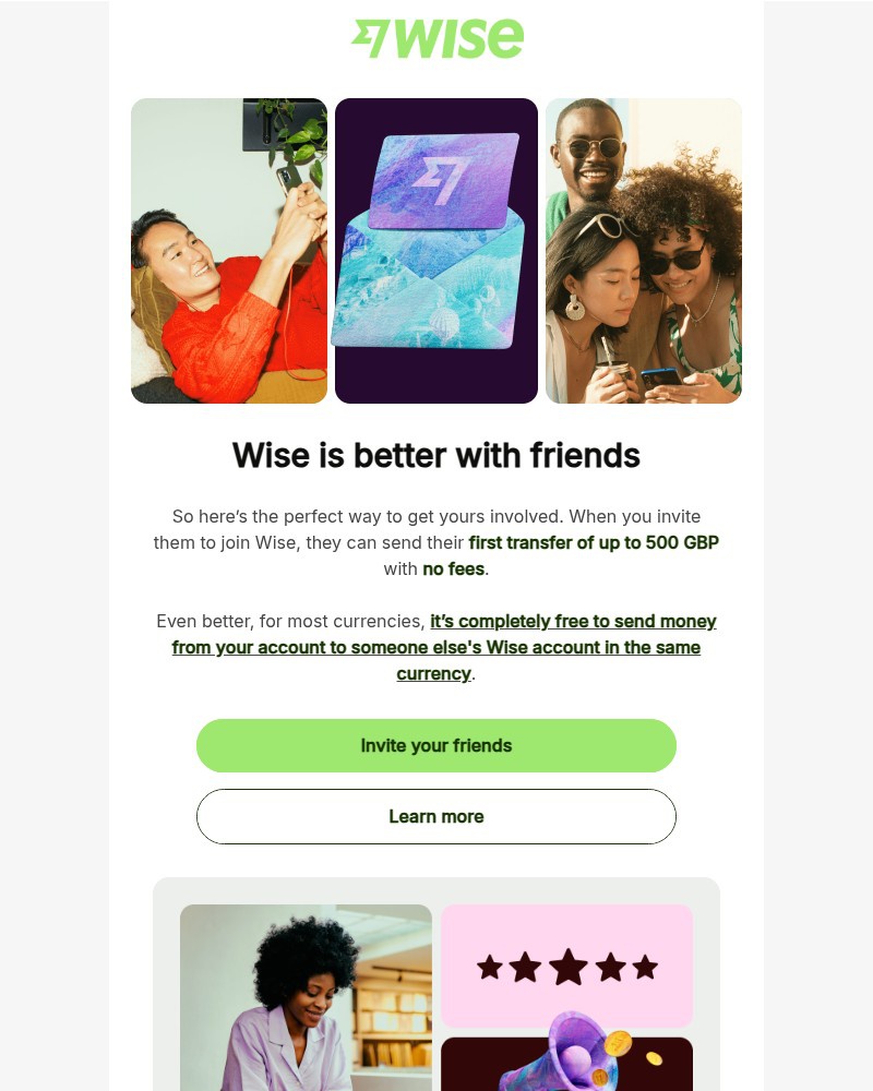 Screenshot of email sent to a Wise Registered user