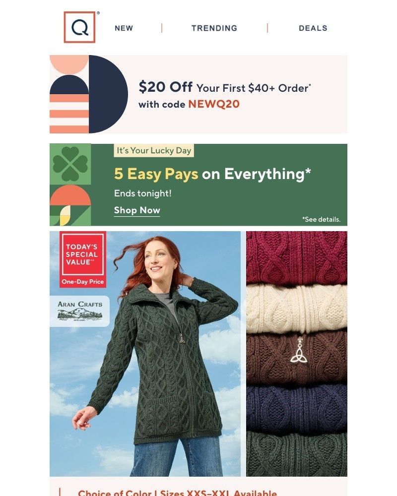 Screenshot of email with subject /media/emails/irish-cardigan-deal-lucky-you-get-20-off-7a5f68-cropped-a00203d8.jpg