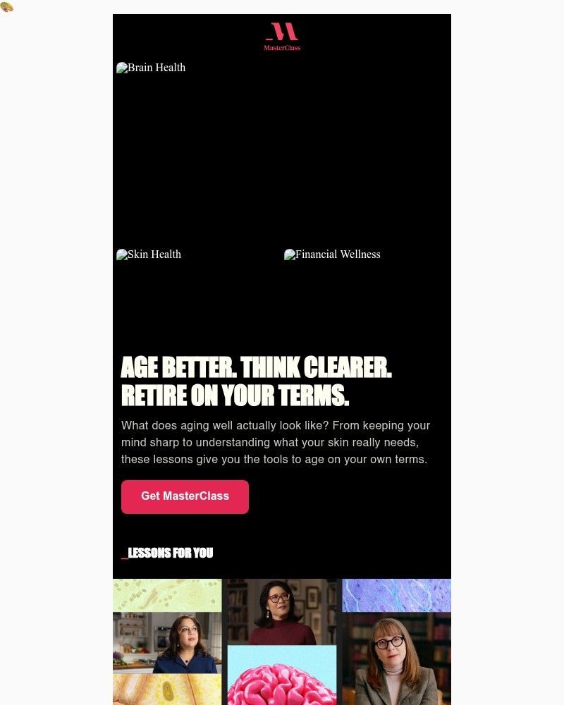 Screenshot of email sent to a MasterClass Registered user