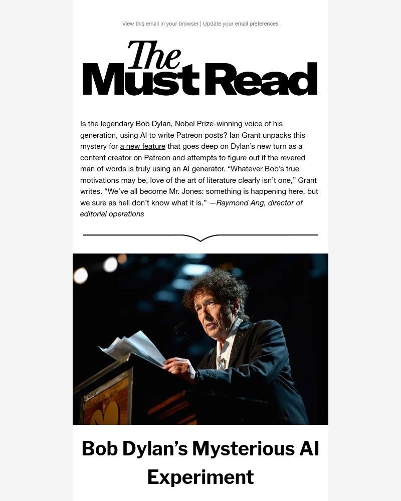 Screenshot of email sent to a GQ Newsletter subscriber