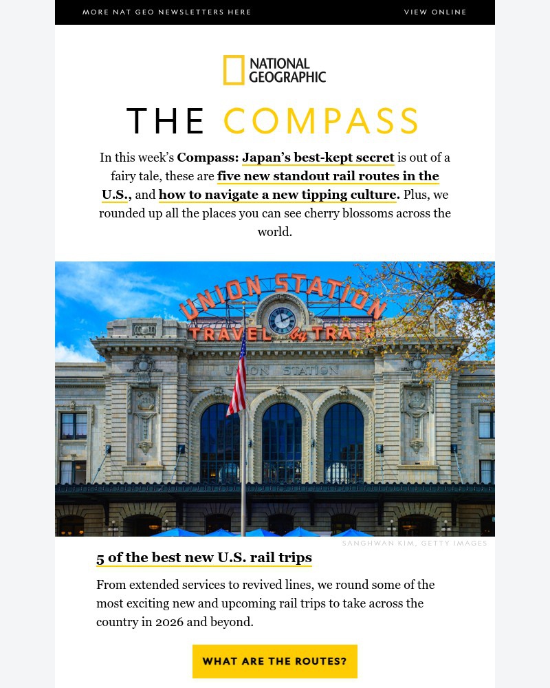 Screenshot of email sent to a National Geographic Newsletter subscriber