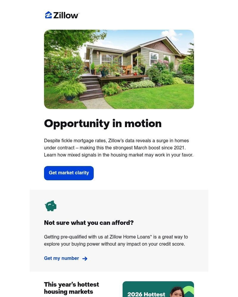 Screenshot of email sent to a Zillow Registered user
