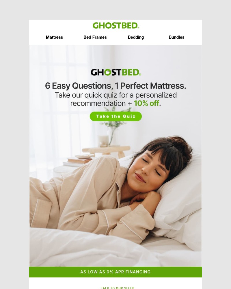 Screenshot of email sent to a Ghost Bed Newsletter subscriber