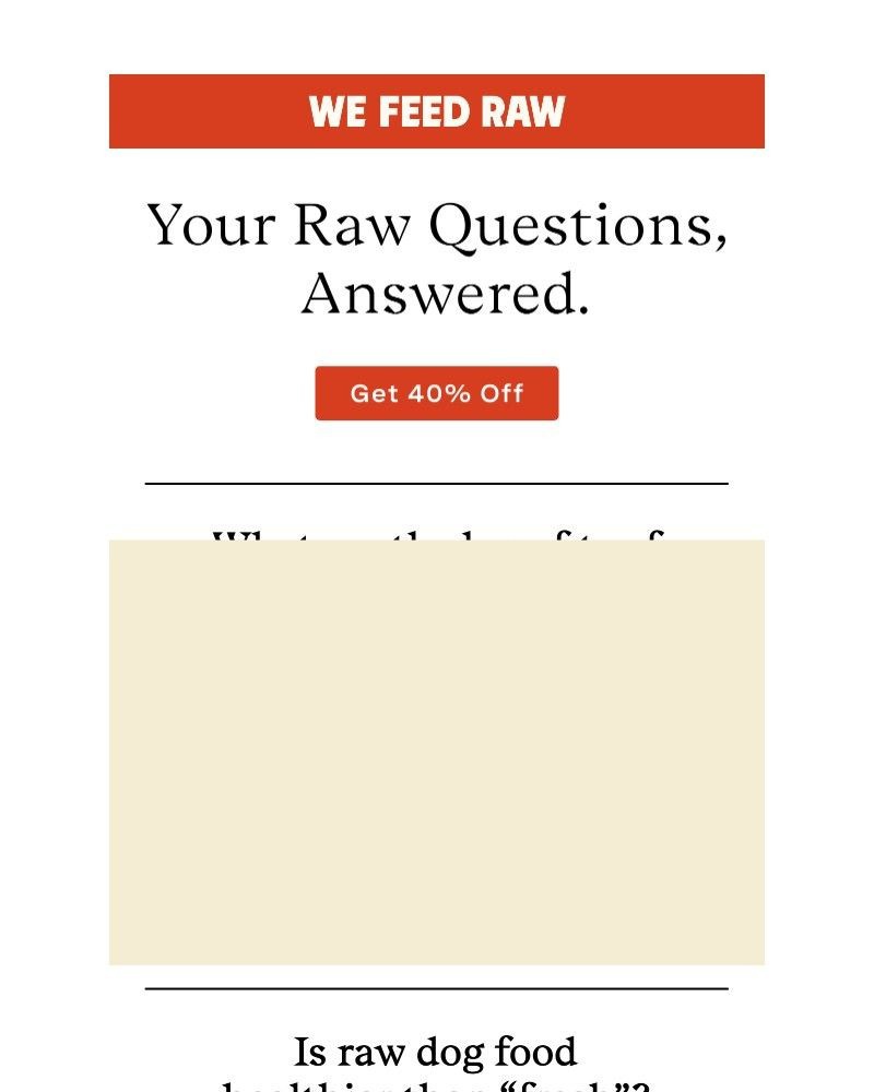 Screenshot of email sent to a We Feed Raw Newsletter subscriber