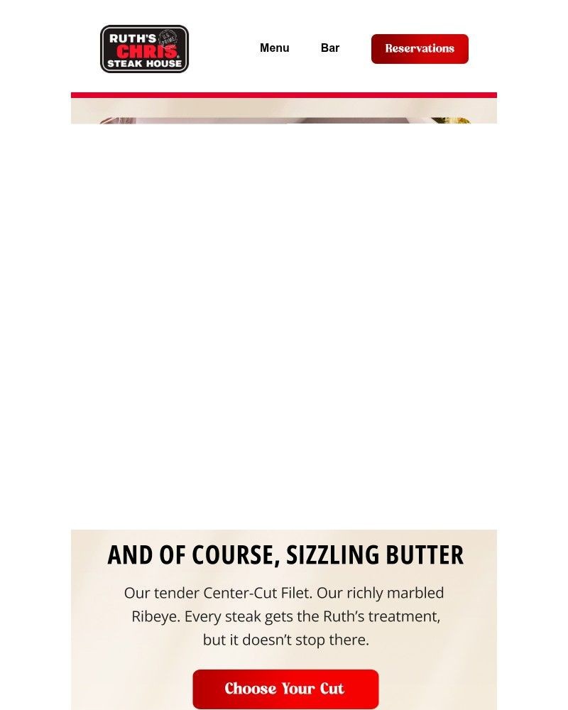 Screenshot of email sent to a Ruth’s Chris Newsletter subscriber