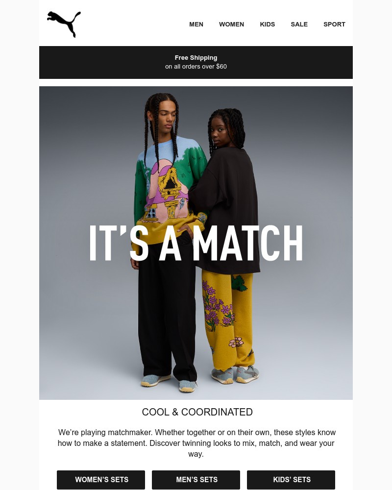 Screenshot of email sent to a Puma Newsletter subscriber