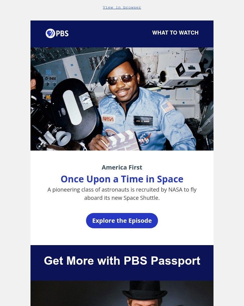 Screenshot of email sent to a PBS Newsletter subscriber