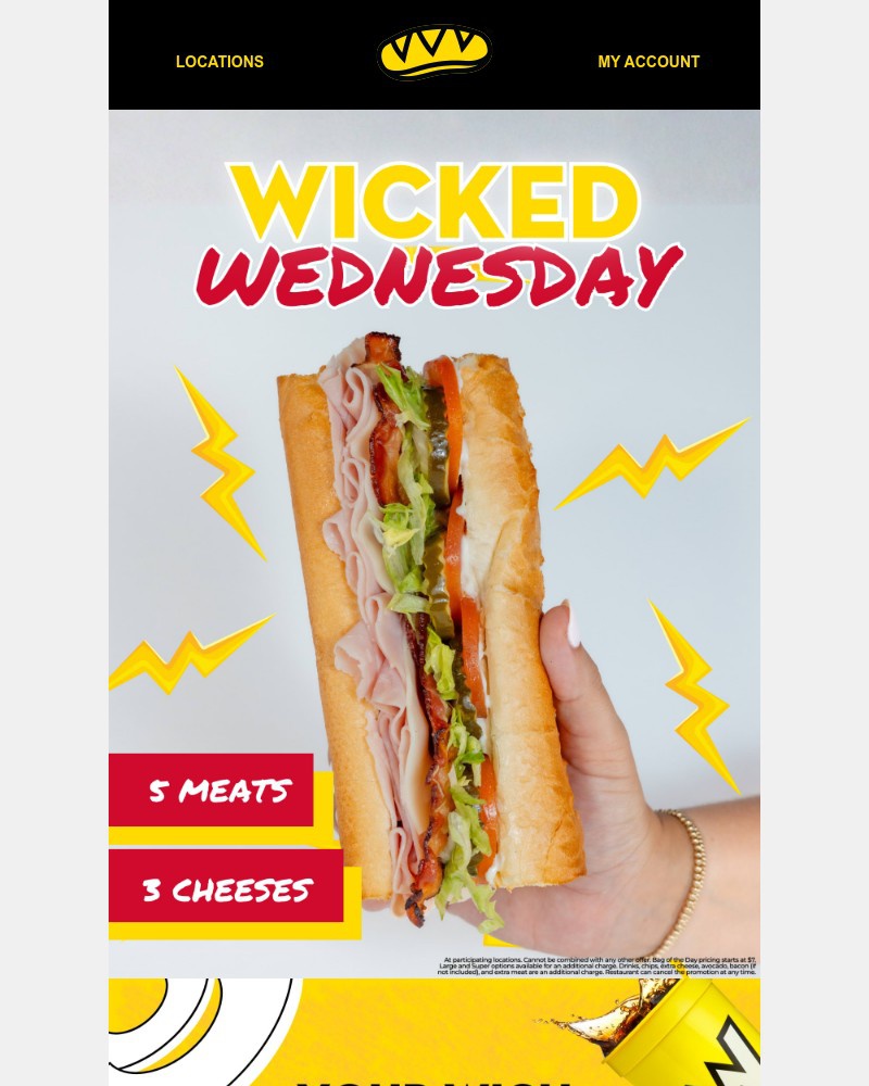 Screenshot of email sent to a Which Wich Registered user