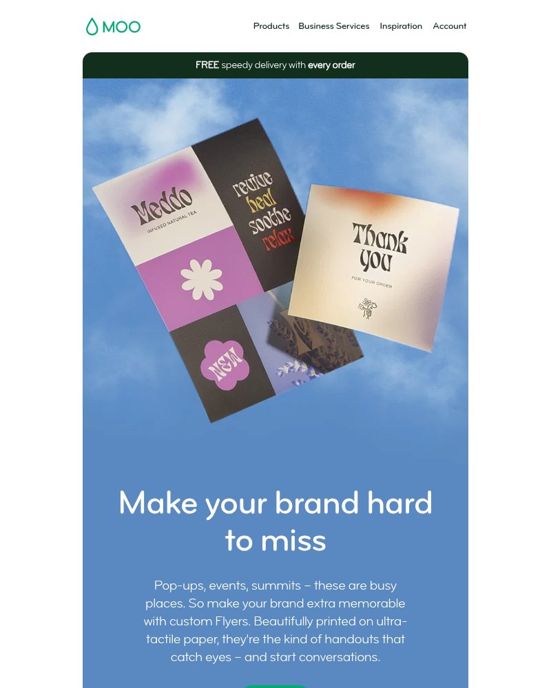 Screenshot of email sent to a Moo Newsletter subscriber