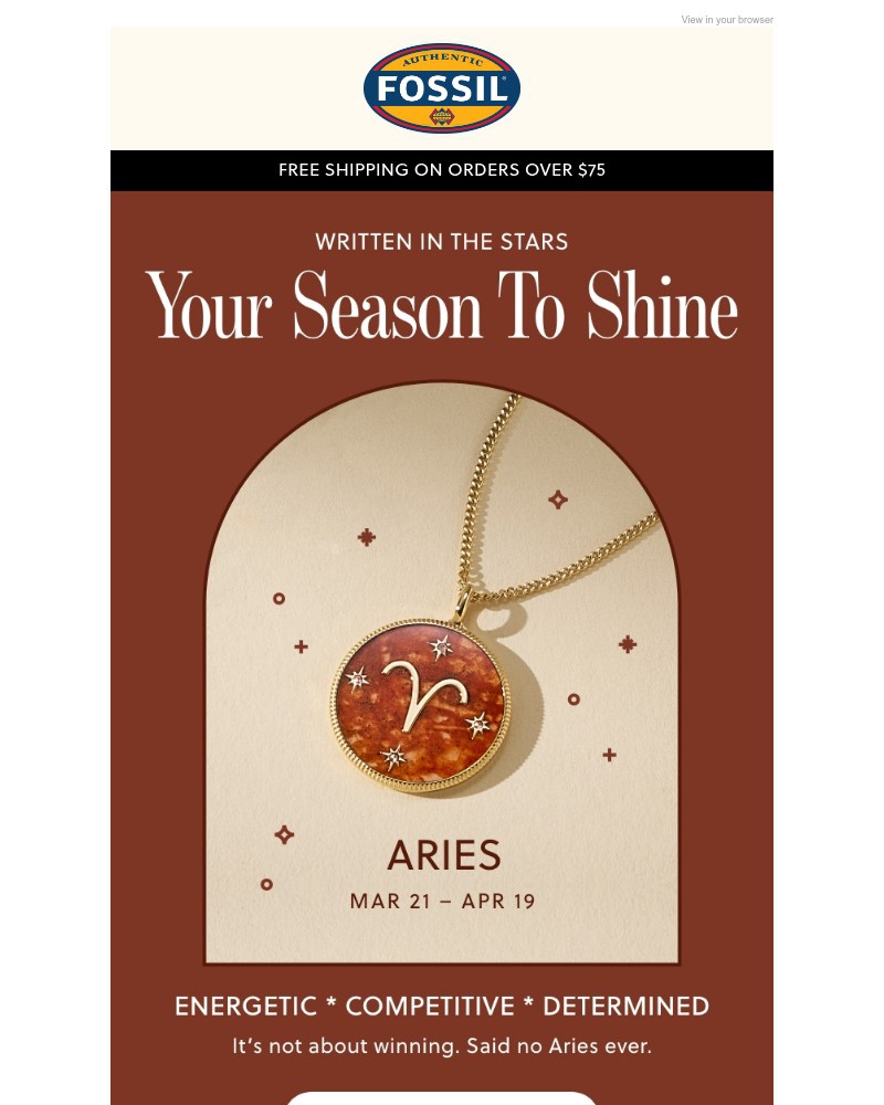 Screenshot of email sent to a Fossil Newsletter subscriber