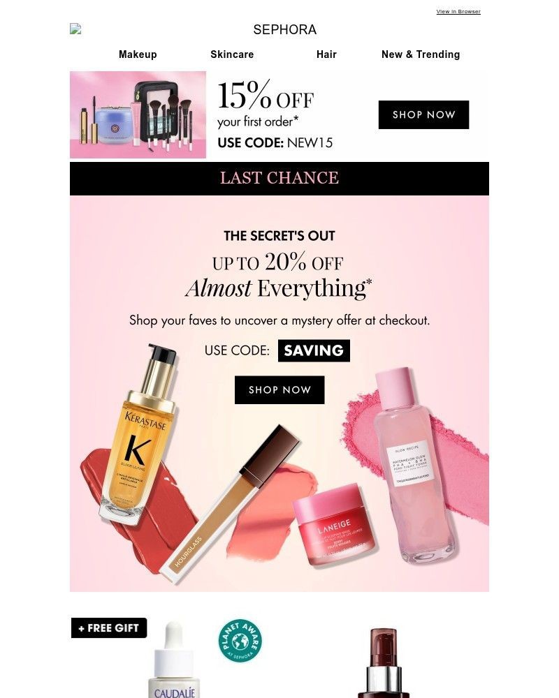 Screenshot of email sent to a Feelunique Newsletter subscriber
