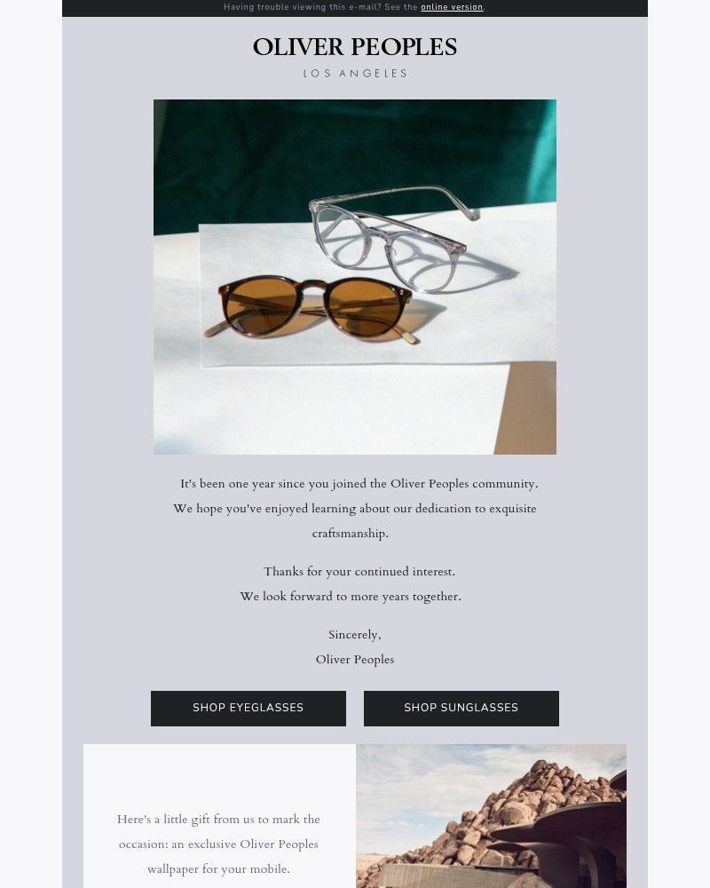 Screenshot of email with subject /media/emails/its-been-one-year-with-oliver-peoples-f134c9-cropped-e8ab9066.jpg