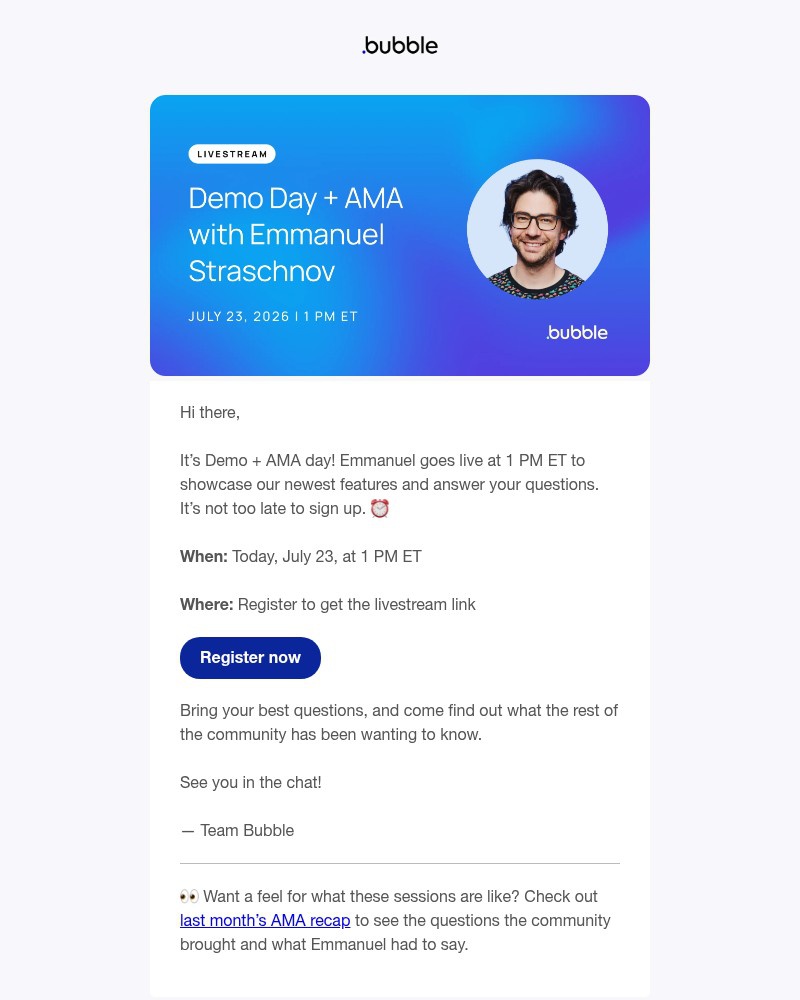 Screenshot of email with subject /media/emails/its-demo-ama-day-emmanuel-goes-live-at-1pm-et-c917d0-cropped-ca5b180d.jpg