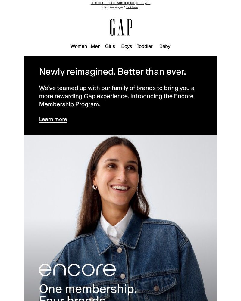 Screenshot of email sent to a Gap Newsletter subscriber