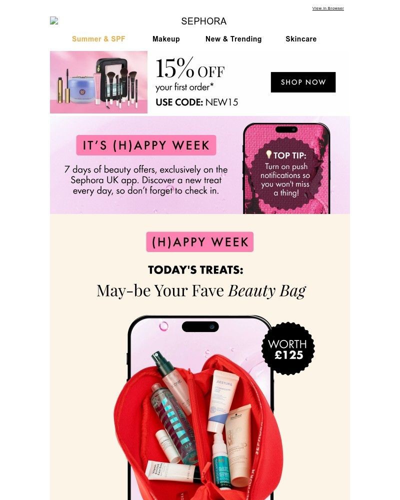 Screenshot of email sent to a Feelunique Newsletter subscriber