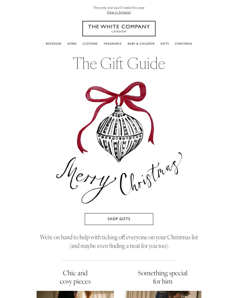 Screenshot of email sent to a The White Company Cart abandoner