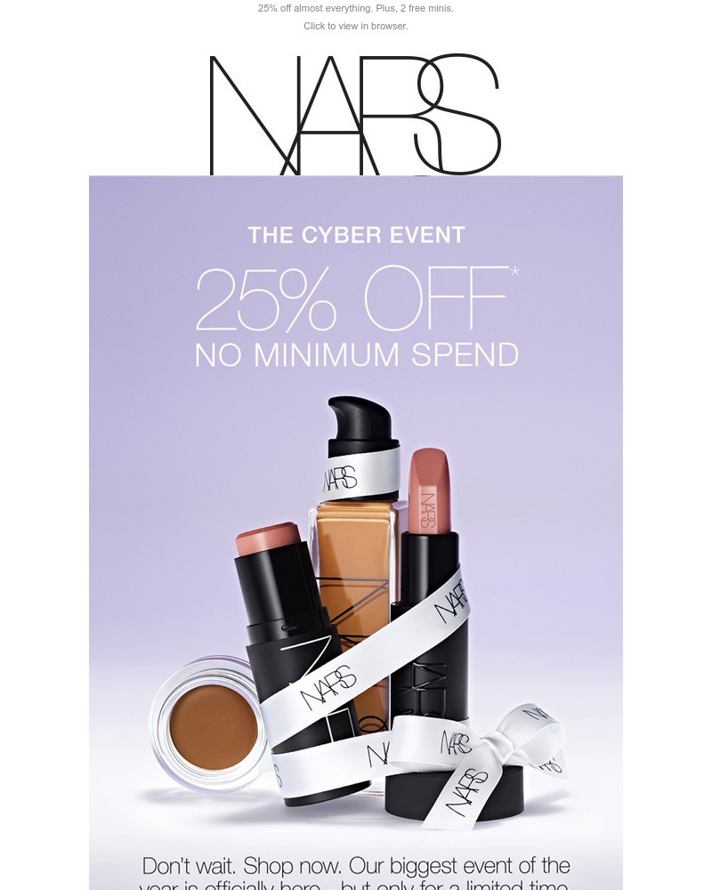 Screenshot of email sent to a Nars Cosmetics Newsletter subscriber