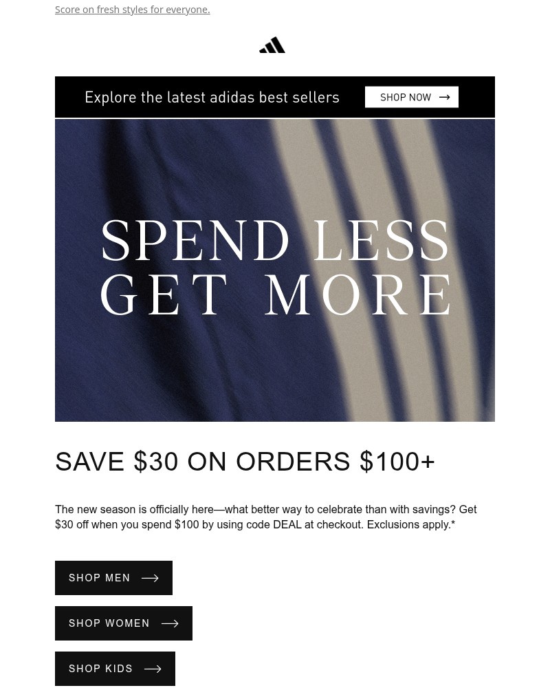 Screenshot of email sent to a Adidas Newsletter subscriber