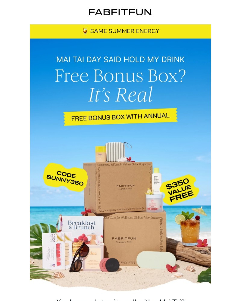 Screenshot of email sent to a FabFitFun Newsletter subscriber