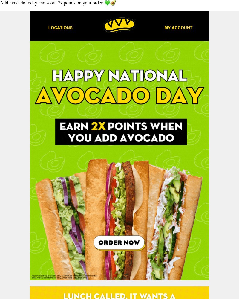 Screenshot of email sent to a Which Wich Registered user