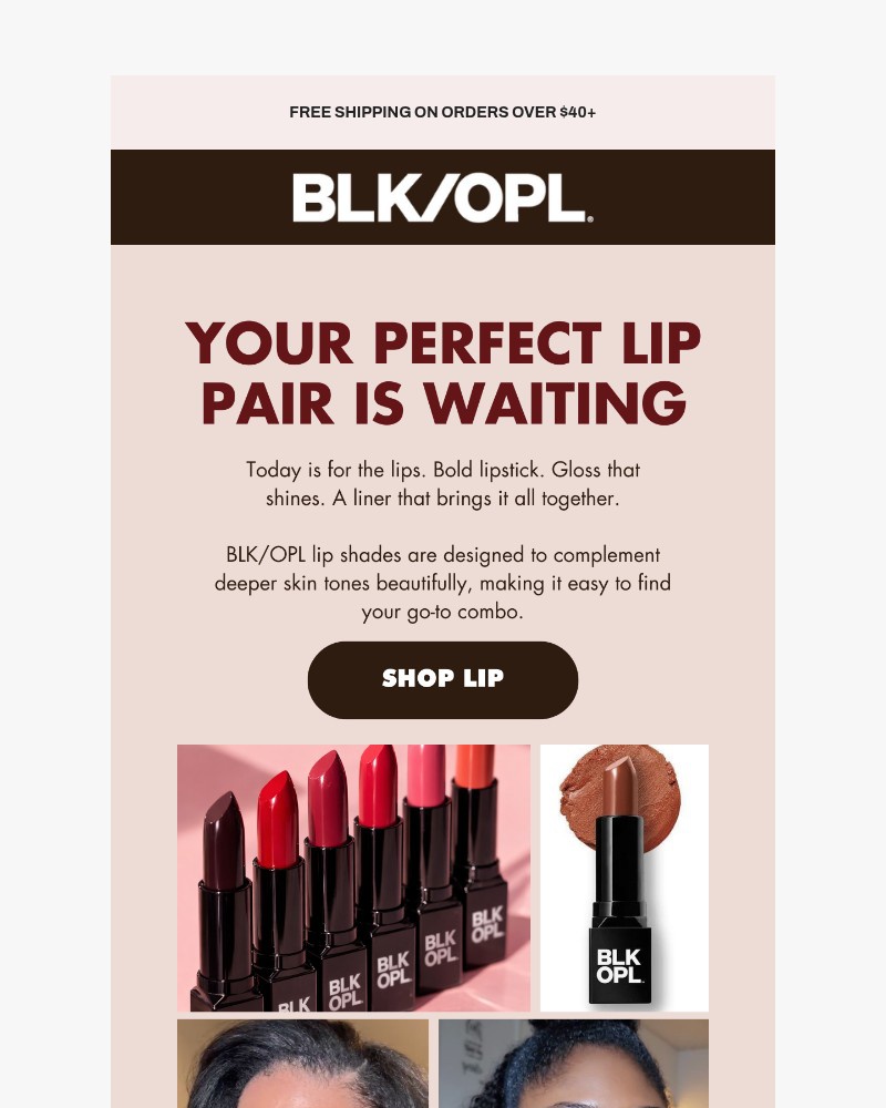 Screenshot of email sent to a Black Opal Beauty Newsletter subscriber
